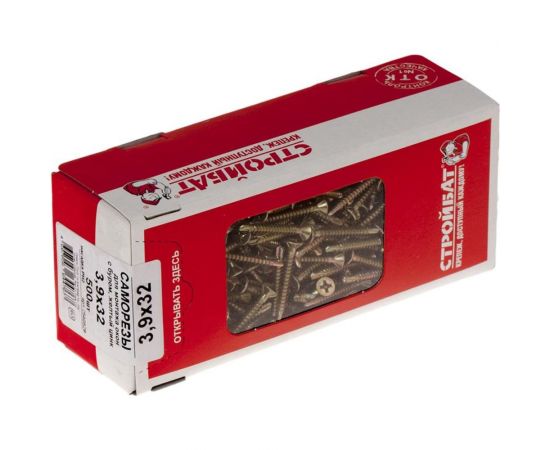 Саморезы для монтажа окон Стройбат желтый цинк с буром 3.9х32 мм 500 шт. 2540528 / 310550 – изображение 7