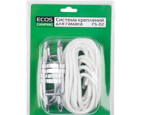 Система креплений для гамака Ecos FS-02 2 веревки, 2 крючка, 2 стопора 101180 