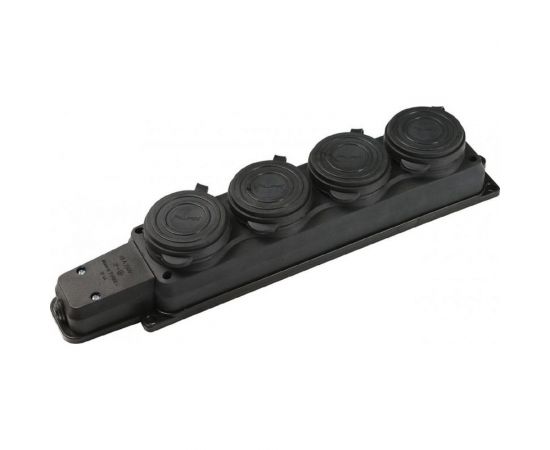 Штепсельная колодка NE-AD 4-гнезда с крышкой, с заземлением, 16А, IP54, каучук, 4104 