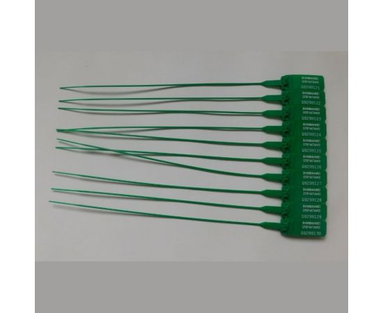 Пластиковая номерная морозостойкая пломба Пломба.Ру D 2 мм., L 255 мм., Цвет зеленый 100 шт. 639326 