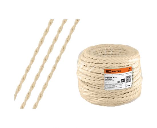 Ретро провод TDM ""Эко"" 2x1,5 витой ГОСТ бежевый 50м SQ2801-0111 