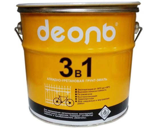 Грунт-эмаль ДЕОЛЬ 3 в 1 по ржавчине черный матовый D3V1BK3 