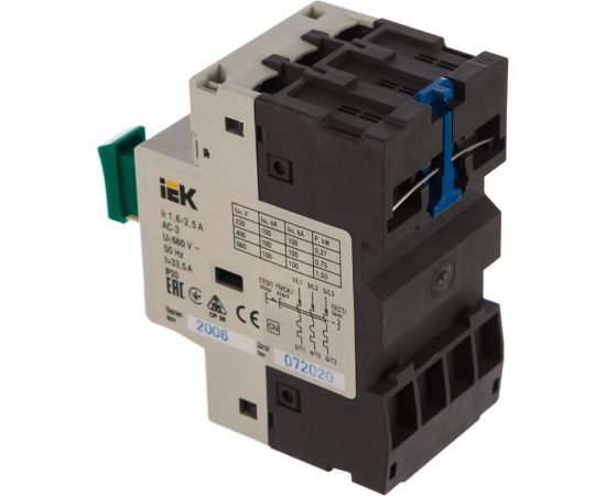 Выключатель автоматической защиты двигателя IEK ПРК 32-2.5 In2.5A Ir1.6-2.5A Ue 660В ИЭК DMS11-D25 – изображение 2