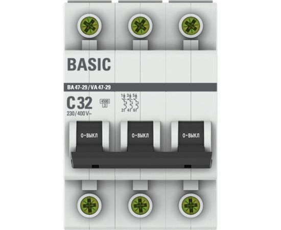 Автоматический трехполюсный выключатель EKF 32А С ВА47-29 4.5кА mcb4729-3-32C – изображение 2