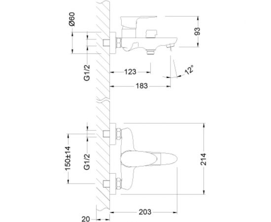 Смеситель для ванны Lemark Nero LM0214C – изображение 2