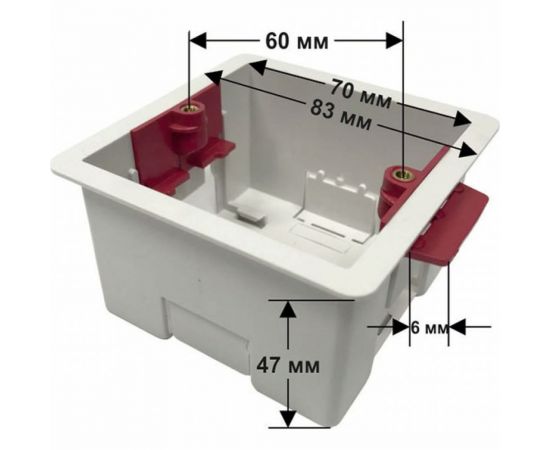 Монтажная квадратная коробка LIVOLO для гипсокартона размер 81x81 наружные габариты (UK) NH03 – изображение 2