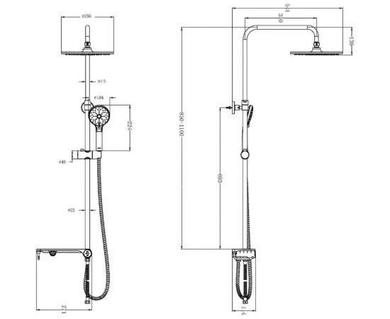 Душевой гарнитур Lemark с регулируемой высотой штанги и верхней душевой лейкой LM8810C – изображение 2