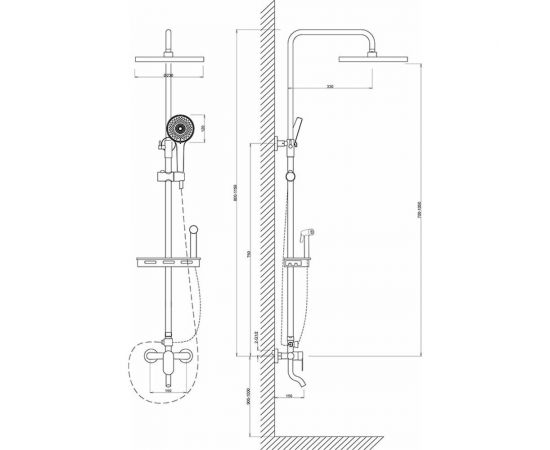 Душевая система cо смесителем для ванны/душа MELODIA Jazz 4в1 MSC00107C_bk чёрный 14525 – изображение 2