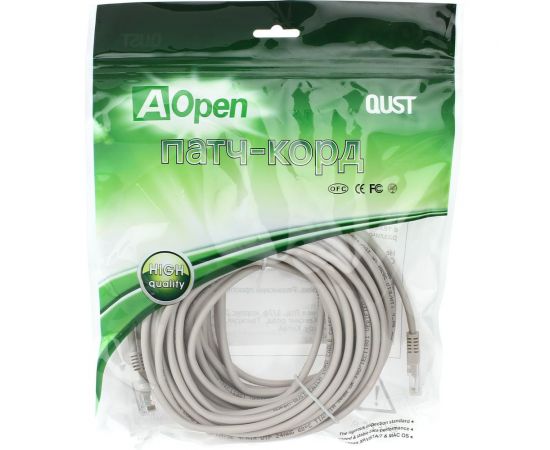 Патчкорд AOpen/Qust литой UTP кат.5е 15м серый ANP511-15M – изображение 3