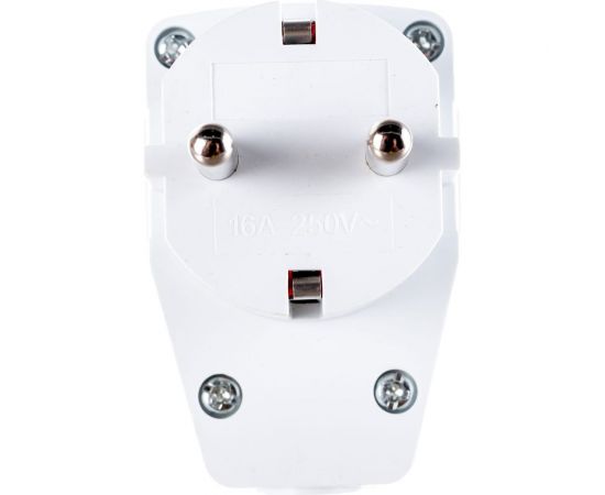 Разборная угловая вилка АБК-СИЛА с заземляющим контактом 16А 220В с выключателем белая 2901009 – изображение 3