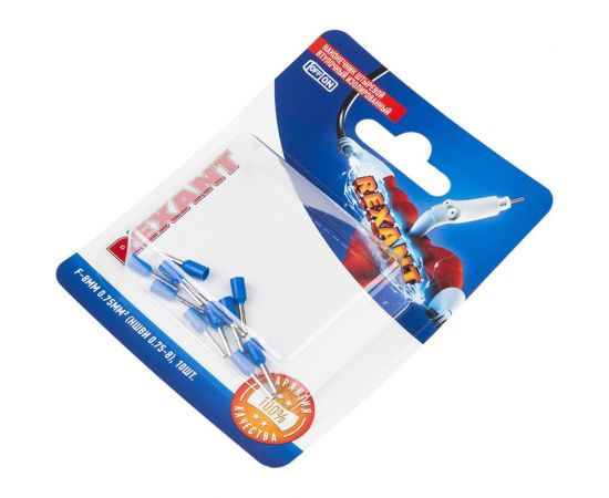 Штыревой втулочный изолированный наконечник REXANT F-8 мм 0.75 мм2, НШВи 0.75-8 синий 10 шт 06-0404-A – изображение 3