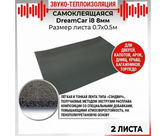 Звукоизолирующий материал Dreamcar i8, уп. 2 листа II-8M0-S070050P1424 – изображение 5