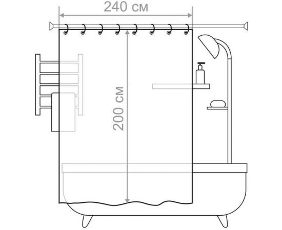 Занавеска для ванной комнаты MY SPACE FISHES 240x200cm PEVA PV180180003 – изображение 5