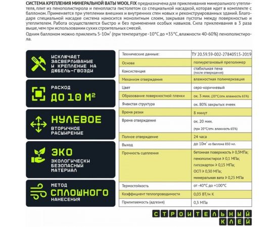 Напыляемый клей для минеральной ваты TriS WOOL FIX КГ007 – изображение 7