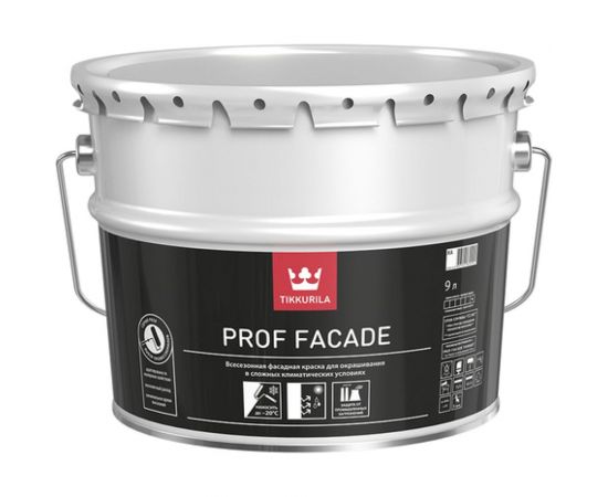 Фасадная краска TIKKURILA PROF FACADE всесезонная, органоразбавляемая, база A 9л 700001046 