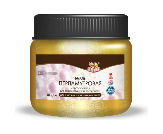Акриловая эмаль OLECOLOR перламутровая, универсальная, золото, 0.3 кг 4300006107 