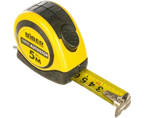 Рулетка (обрезиненный корпус, 5 м х 25 мм) Biber AUTOSTOP 40073 тов-173003 