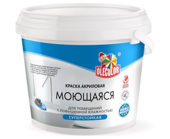 Водно-дисперсионная краска OLECOLOR база А, моющаяся, 3 кг 4300006576 