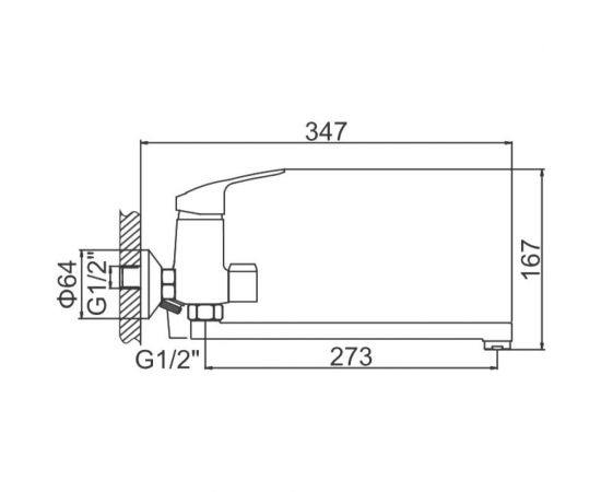 Смеситель для ванны LEDEME картридж 35 мм, дивертор в корпусе, силумин, L2237-B 65792 – изображение 2