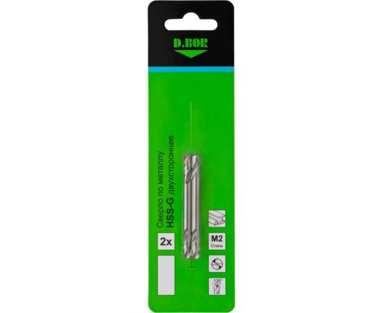 Сверло по металлу шлифованное двухстороннее HSS-G 5х18х62 мм, 2 шт D.BOR D-TD-DE-HSS-050-02 – изображение 2