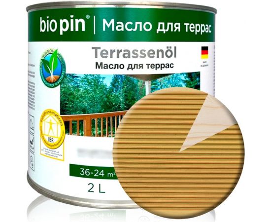 Масло для террас BIO PIN 4010 Terrassenol в цвете Пшеничный (2083) 2 л 40105C101 – изображение 2