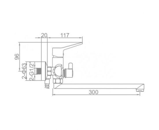 Смеситель для ванны LEDEME L2269 длинный излив, 30 см 97079 – изображение 2