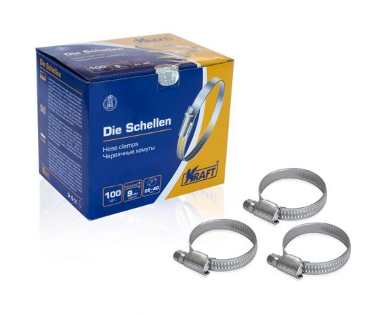 Червячный хомут KRAFT 25-40 мм, уп. 100 шт. KT 880205 – изображение 2