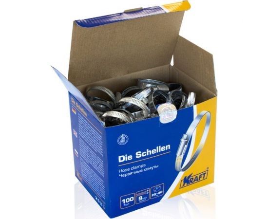 Червячный хомут KRAFT 25-40 мм, уп. 100 шт. KT 880205 – изображение 3