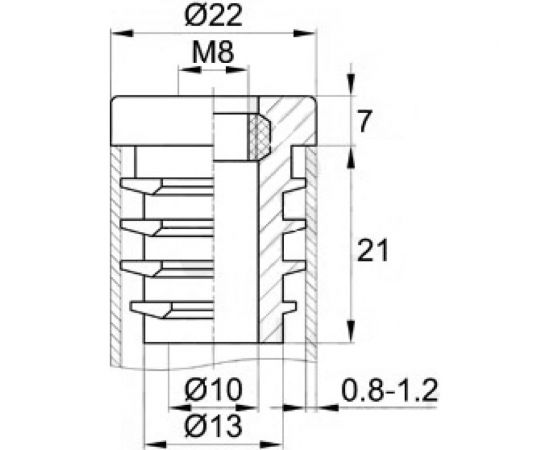 Круглая заглушка IVK group 22 мм, с резьбой 22М8ЧН – изображение 4
