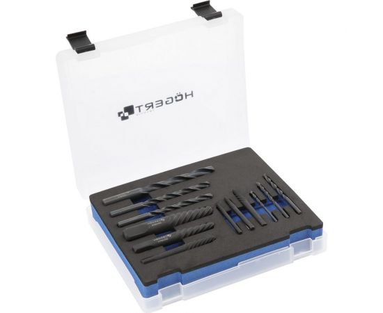 Набор экстракторов Hogert Technik со сверлами М3-М24, 12 предметов, HT8G400 
