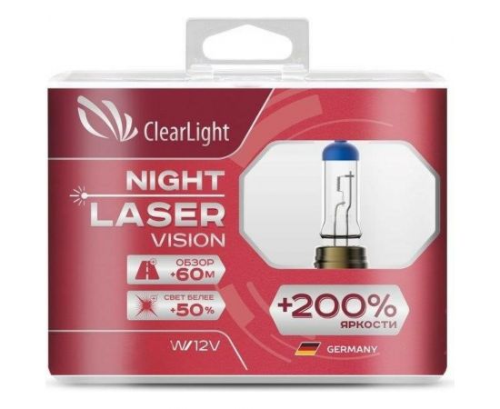 Комплект ламп Clearlight HB4, 12 В, 51 Вт, Night Laser Vision +200% Light, 2 шт. ML9006NLV200 