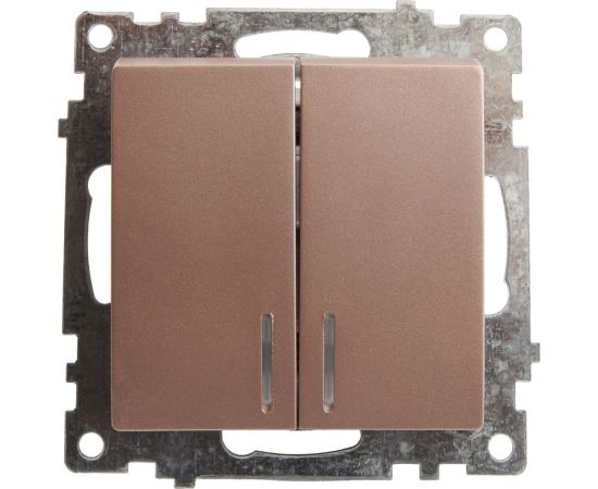 2-клавишный выключатель STEKKER с индикатором (механизм), GLS10-7102-02, 250В, 10А, серия Катрин, 39593 