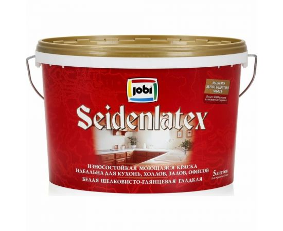 Износостойкая краска для стен и потолков JOBI SEIDENLATEX 5 л 11909 