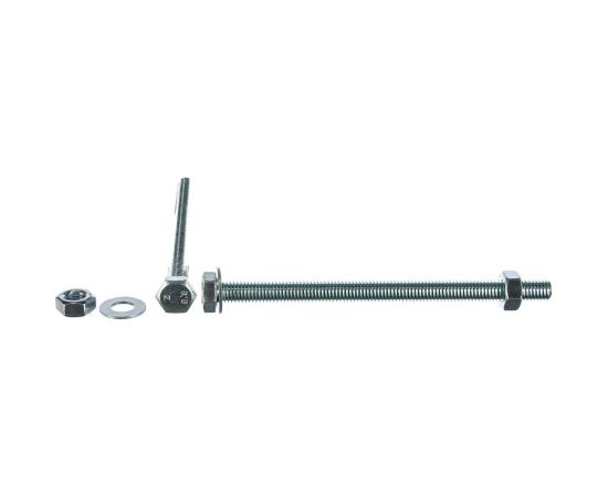 Болт Tech-Krep DIN933 с шестигранной головкой, оцинкованный М8х120 + гайка + шайба 2 шт - пакет 136913 