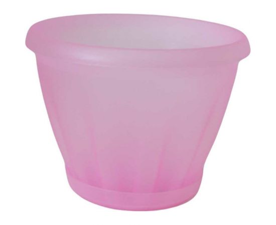 Горшок с поддоном Материя Пластика Знатный полупрозрачный розовый, диам. 140 мм, 1 л 042756 
