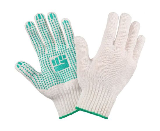 Трикотажные перчатки Фабрика перчаток, стандарт, с ПВХ, 7.5 класс, 5 нитей, белые, р.М 5-75-СТ-БЕЛ-(M) 
