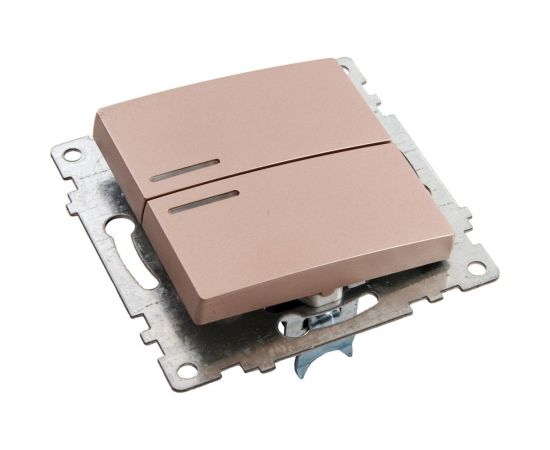 2-клавишный выключатель STEKKER с индикатором (механизм), GLS10-7102-02, 250В, 10А, серия Катрин, 39593 – изображение 2