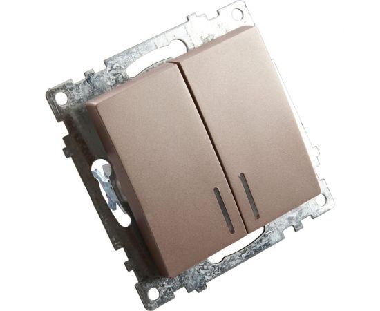 2-клавишный выключатель STEKKER с индикатором (механизм), GLS10-7102-02, 250В, 10А, серия Катрин, 39593 – изображение 3