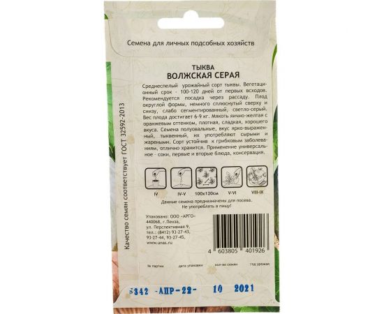 Семена САДОВИТА Тыква Волжская серая 10 семечек 00183592 – изображение 3