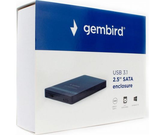 Внешний корпус Gembird 2.5"", чёрный, USB Type-c, SATA, пластик, EE2-U31S-2 – изображение 4