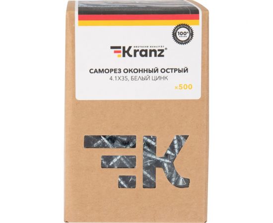 Оконный саморез KRANZ острый 4,1x35 белый цинк 500 шт. KR-01-3721-004 – изображение 5