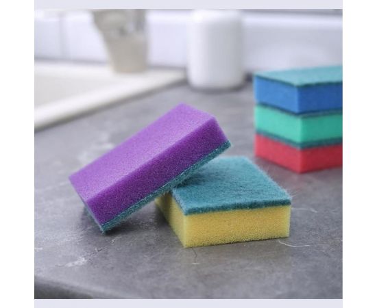 Бытовая губка Доляна Стандарт с чистящим слоем, 5 шт, 9х6х2,5 см 672772 