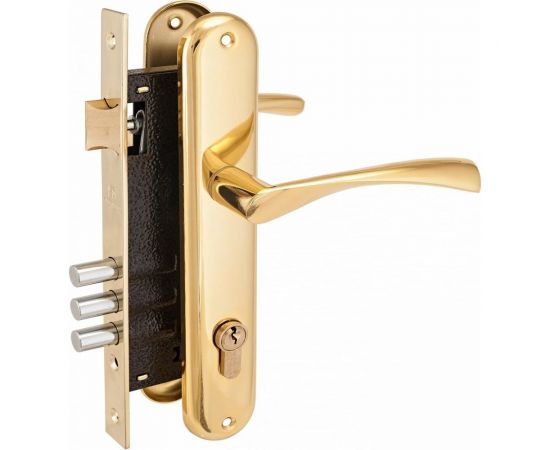 Врезной замок с ручками Аллюр 0203 GP латунь 1017 