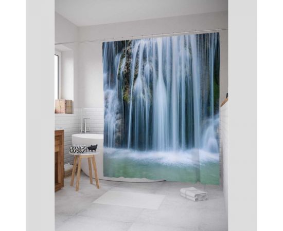 Штора (занавеска) для ванной JoyArty ""Природный душ"" из сатена, 180х200 см с крючками, sc_21829 