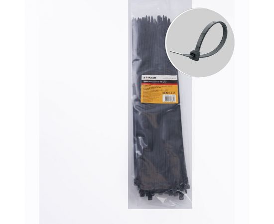 Хомут STEKKER NYCT47-400 нейлоновый 4.7x400 мм, 105 мм, нагрузка 22 кг, черный, 100 шт в упак 32792 