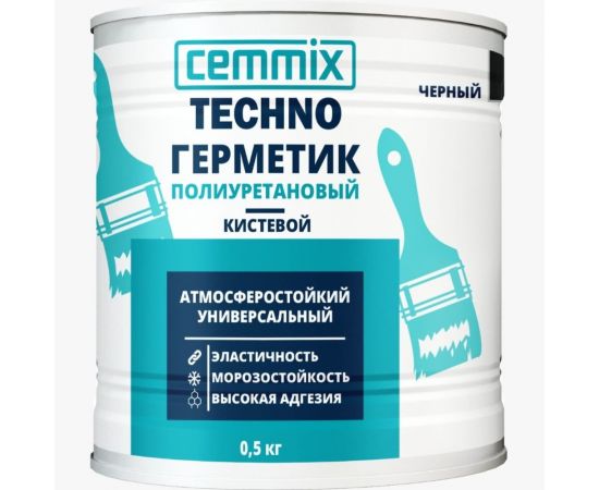 Герметик полиуретановый CEMMIX ""Кистевой"", банка 0,5 кг, цвет черный 85498731 