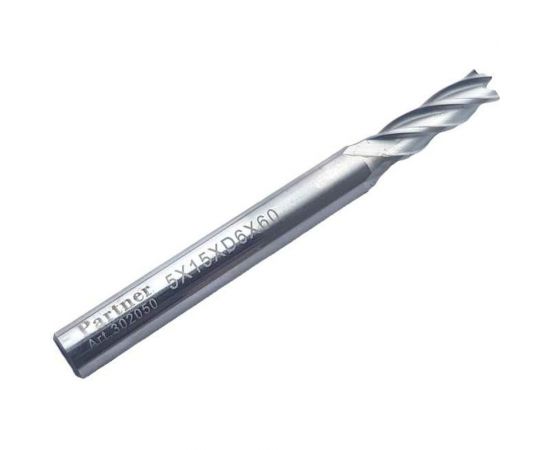 Фреза концевая Серия 302 (5х15х60 мм; HSSЕ; 4-х перая; хв-к 6 мм) Partner 302050 
