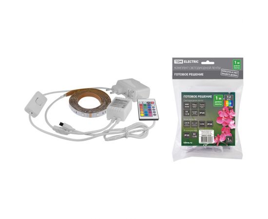 Комплект светодиодной ленты TDM SMD5050-30 LED/м-12 В-7,2 Вт/м 1 м 12 Вт, IR-контроллер SQ0331-0228 