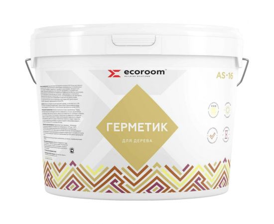 Акриловый герметик ECOROOM AS-16 для дерева, белый, 15 кг E-Герм-4189/15 