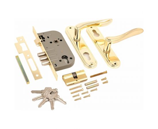 Врезной замок с ручками Аллюр латунь 5787 – изображение 2